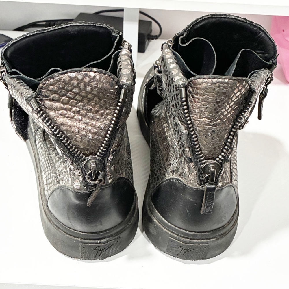 Giuseppe Zanotti Black Silver Python Sneakers Met… - image 4